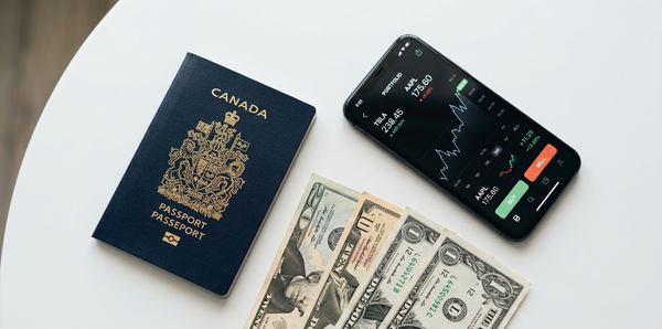 Canadian investor buying US stocks on a trading platform